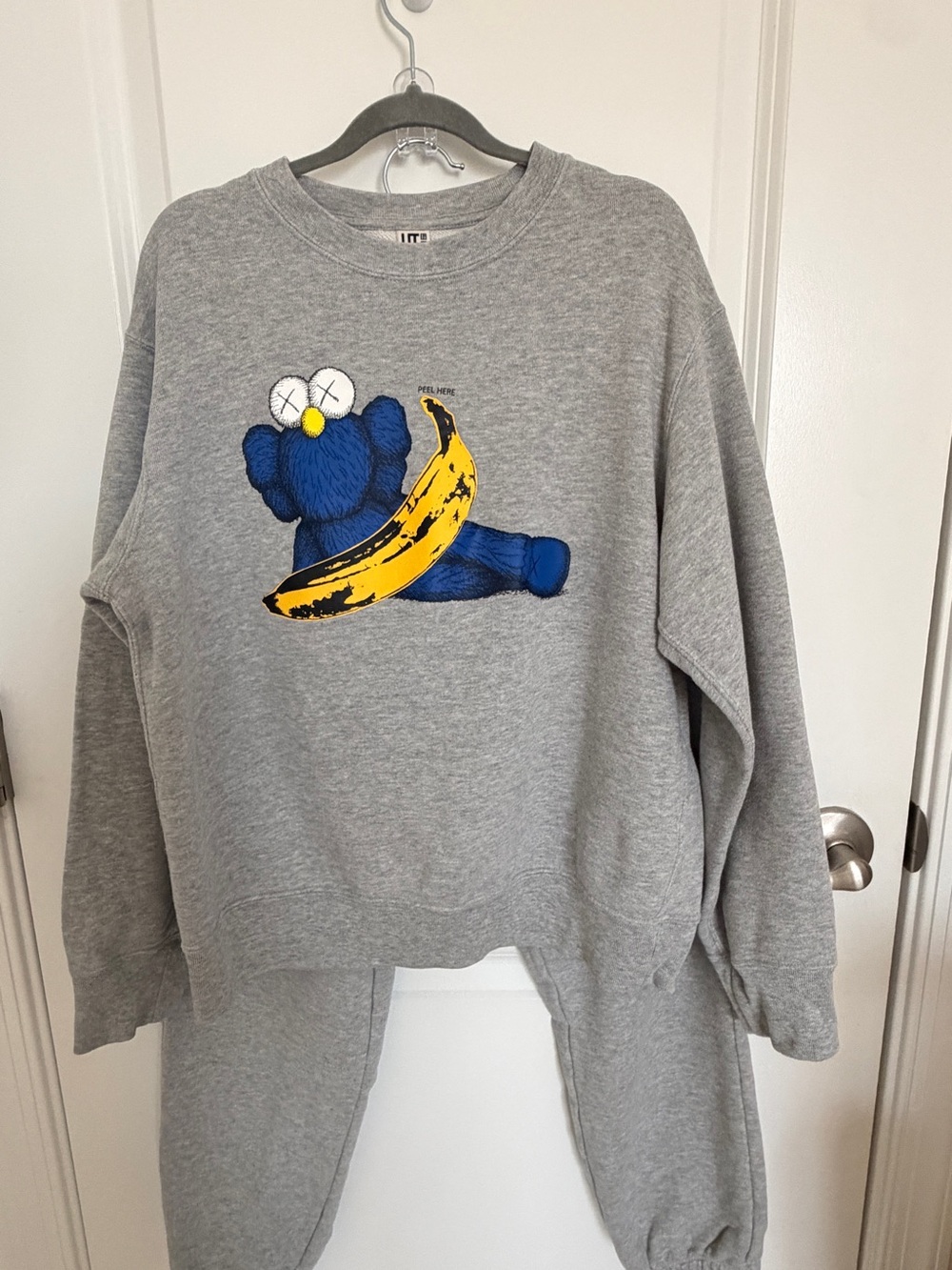 Uniqlo Kaws Kids Gray matching sweater and joggers